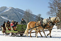 A ride on one of around 40 horse-drawn sleighs in Ramsau is a unique experience